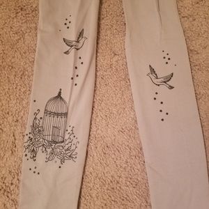 Decorative tights (gray, black) birdcage design